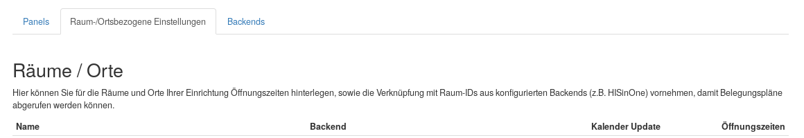 Infoscreen: Raum-/Ortbezogene Einstellungen verwalten