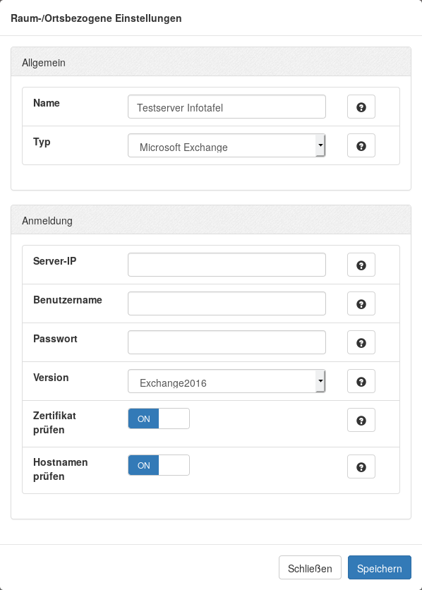 Infoscreen: Backend-Server Microsoft Exchange